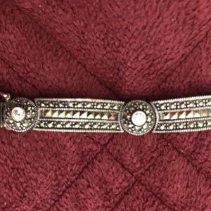 Silver-Tone Marcasite Crystal Accent Bracelet - Silver